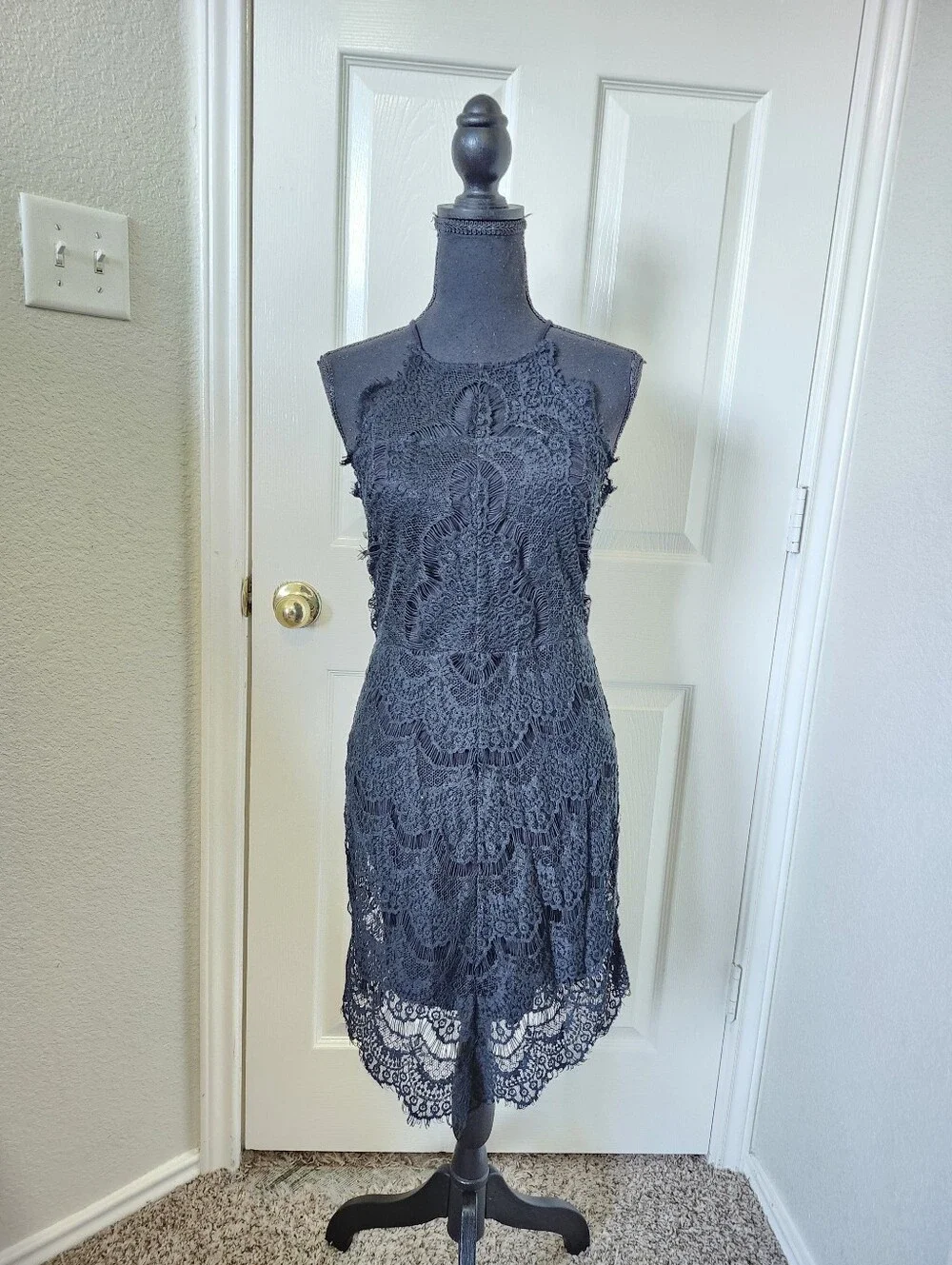 Free People Black Lace Midi Dress M